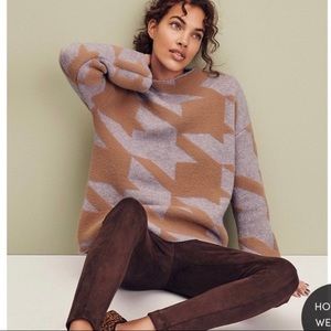 ANN TAYLOR mock neck houndstooth sweater